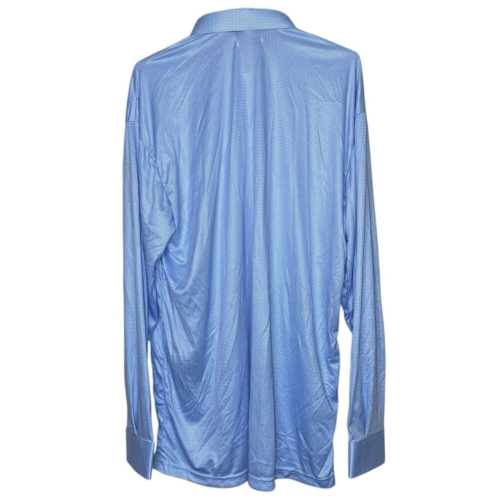 Collars & Co Polo Shirt Mens XL Blue Houndstooth Long Sleeve Dress Collar NWT - Picture 4 of 10